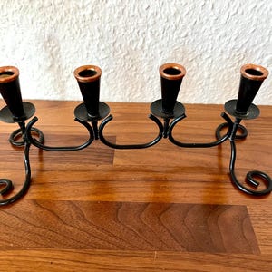 Vintage Candle holder, rare Ystad Metal Candle holder by Gunnar Ander, Copper and Black painted metal, vintage Swedish design