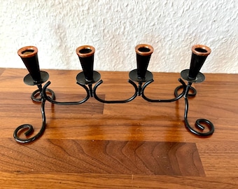 Vintage Candle holder, rare Ystad Metal Candle holder by Gunnar Ander, Copper and Black painted metal, vintage Swedish design