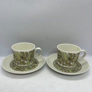 Arabia Hermes set of two coffee cup duo sets, Ver rare vintage 1970s cups, designed by Raija Uosikkisen, vintage Finnish design