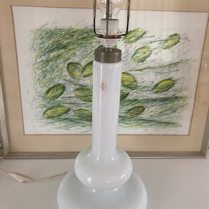 Holmegaard glass table lamp XXL &quot;Plaza Opal&quot; 52 cm, Hsin-Lung Lin Danish vintage design
