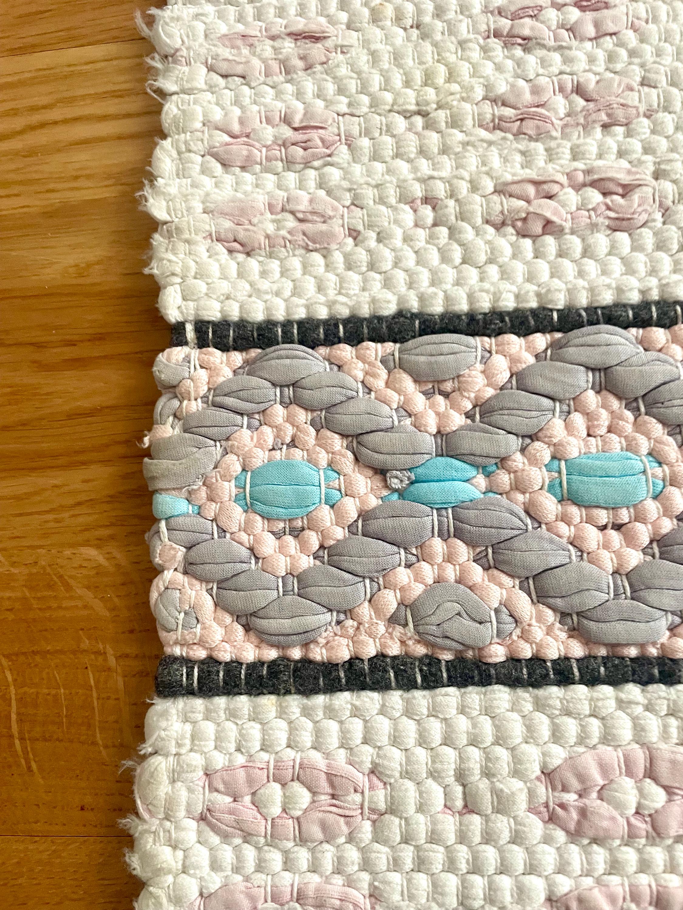 Loor Rag Swedish Rug, Vintage Handmade Rag Rug, 1970s HANDMADE Pastel Colored ...
