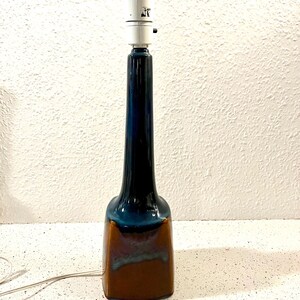 Soholm Burgundia ceramic table lamp MINT, XLARGE stunning blue/brown glaze, designed by Svend Aage Jensen, midcentury Danish design