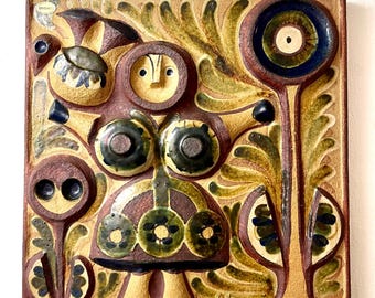 Soholm Plaque, UNIQUE Large Ceramic Wall Plate Bird Motif 3591