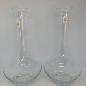 Holmegaard Carafe, &quot;Violet Fogliet&quot; set of two mouth blown glass Carafes, Jakob E Bang midcentury Danish design