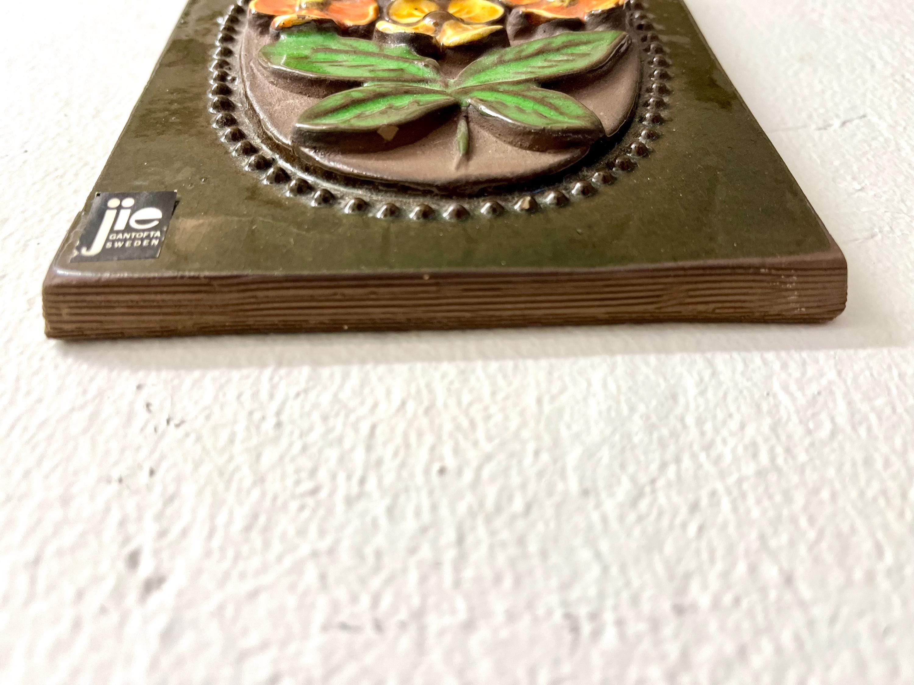 JIE Gantofta Sweden, MINT 16 X 12 Cm Ceramic Plaque With Beautiful