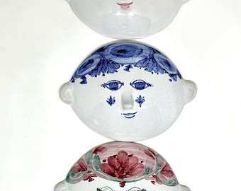 Bjorn Wiinblad plaques, MINT condition ORIGINALS, signed small Face plaques, handmade limited edition, vintage Danish design