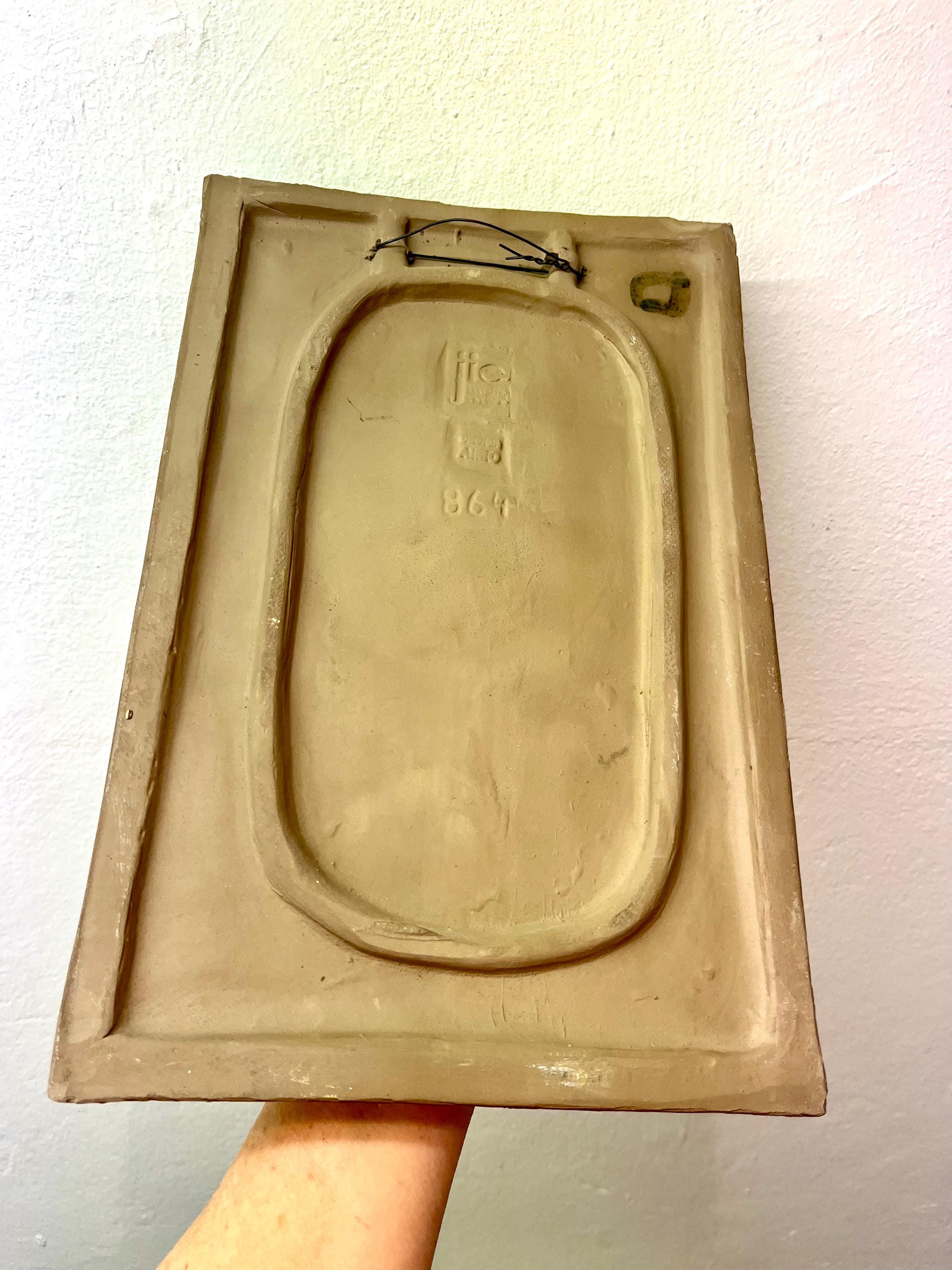 JIE Gantofta Sweden, Large 33 X 21,5 Cm Ceramic Plaque, White