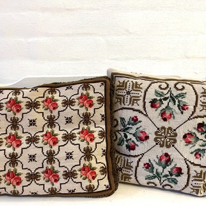 Danish cross stitch pillowcase, RIGHT PILLOW only, vintage hand embroidered pillowcase including pillow, Danish handmade needlepoint