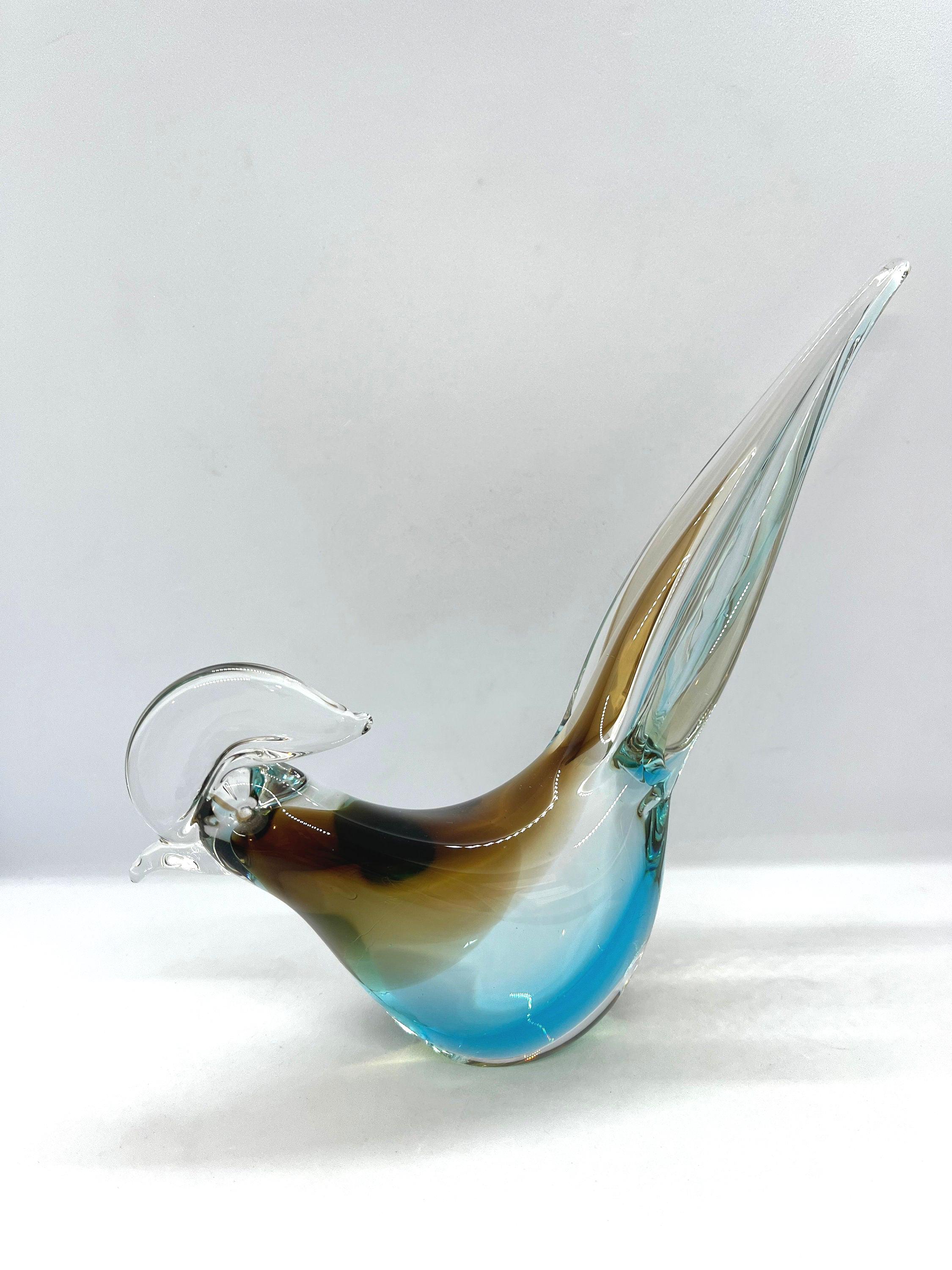 Swedish Crystal Glass Bird, Handmade Vintage Art Glass, Färe