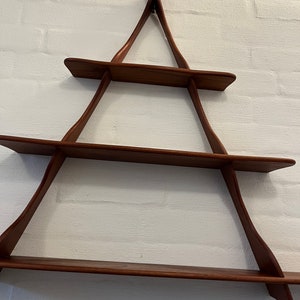 Danish Teak Triangular Amager Shelf, large model with three shelves, designed and made by Peder Moos, vintage Danish design image 6