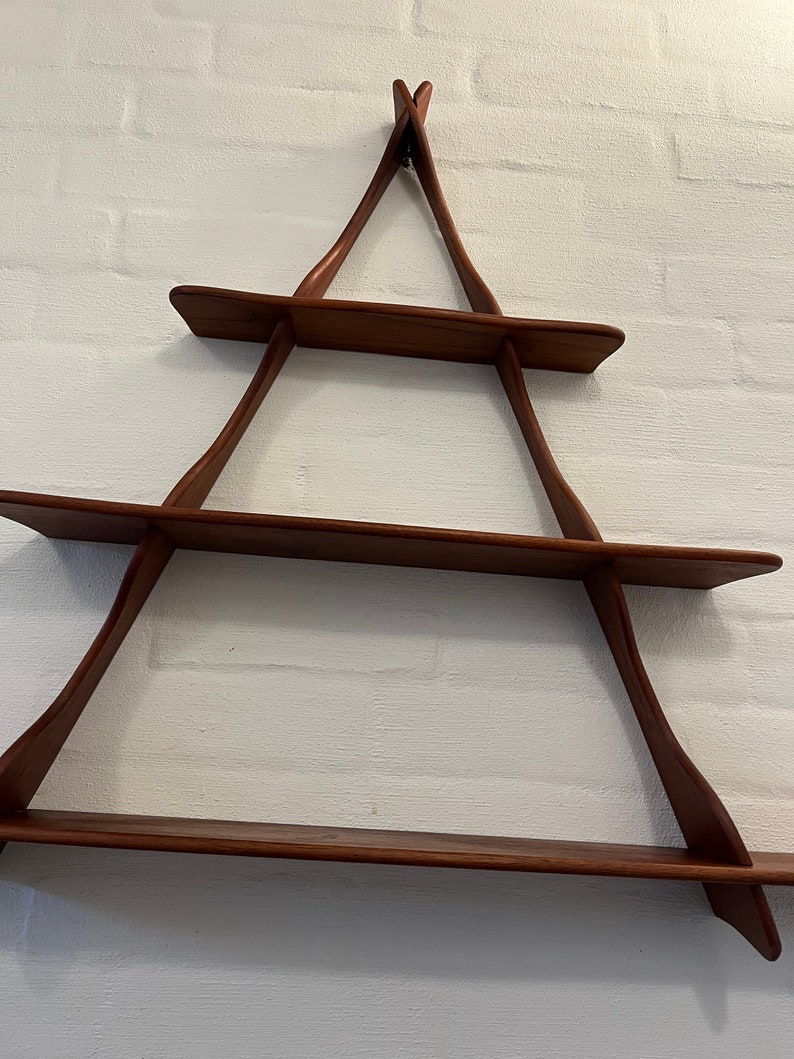 Danish Teak Triangular Amager Shelf, large model with three shelves, designed and made by Peder Moos, vintage Danish design image 6