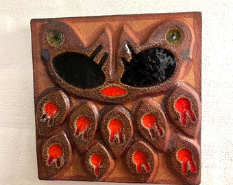 Soholm ceramic wall plate with twin Birds 3574-6, designed by Noomi Backhausen, vintage Danish design