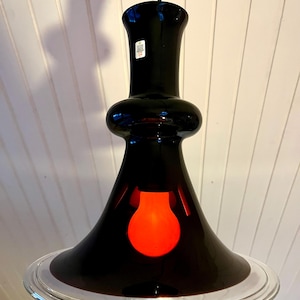 Holmegaard Etude, rare Aubergine glass pendant light for Royal Copenhagen, Danish vintage ceiling lamp designed by Michael Bang