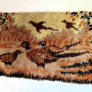 Danish Ege Rya Rug/ Tapestry Wool / Acrylic mix, fabulous Pheasants motif, original vintage Danish design
