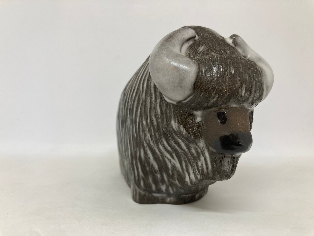 Upsala Ekeby Goran Andersson Bison 置物 Rare Upsala Ekeby Ceramic Bison by Göran Andersson | - Etsy
