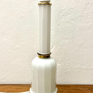 Danish Heiberg lamp, EXTREMELY rare Opaline Glass variety, early Holmegaard production with brass details, antique Danish design