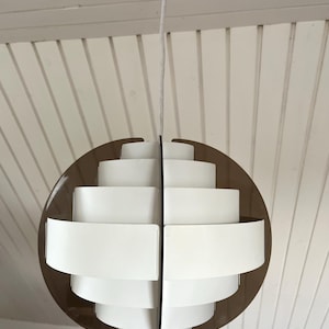 Danish design lamp Strips, Smoke Acrylic frame with White Strips, design by Flemming Brylle and Preben Jacobsen, vintage Danish lamp design