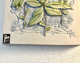 jie Gantofta/sweden陶板 JIE Gantofta Sweden, 17,5 X 13,5 Cm Ceramic Plaque Chickweed