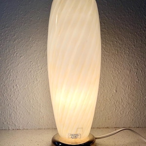 Murano Glass table lamp, Large lamp with original label Swirl Murano mouth blown lamp, mint condition collectible, rare Italian vintage