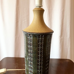 Soholm ceramic table or floor lamp MINT, XL &quot;Bamboo&quot; lamp, RARE Maria Philippi design for Søholm, handmade vintage Danish ceramics