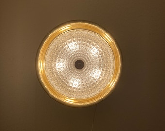 Carl Fagerlund / Vitrika Luxurious LARG crystal glass and brass, large ceiling / wall lamp, Swedish Mid Century design
