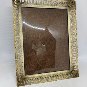 Danish Antique picture Frame 23,5 x 18,5 cm, beautiful intricate Brass and Enamel frame, Convex glass, Danish antique wall decoration