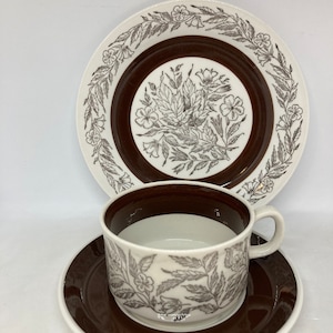 Gefle Fontana large teacup trio, Berit Ternell 1970es Swedish design