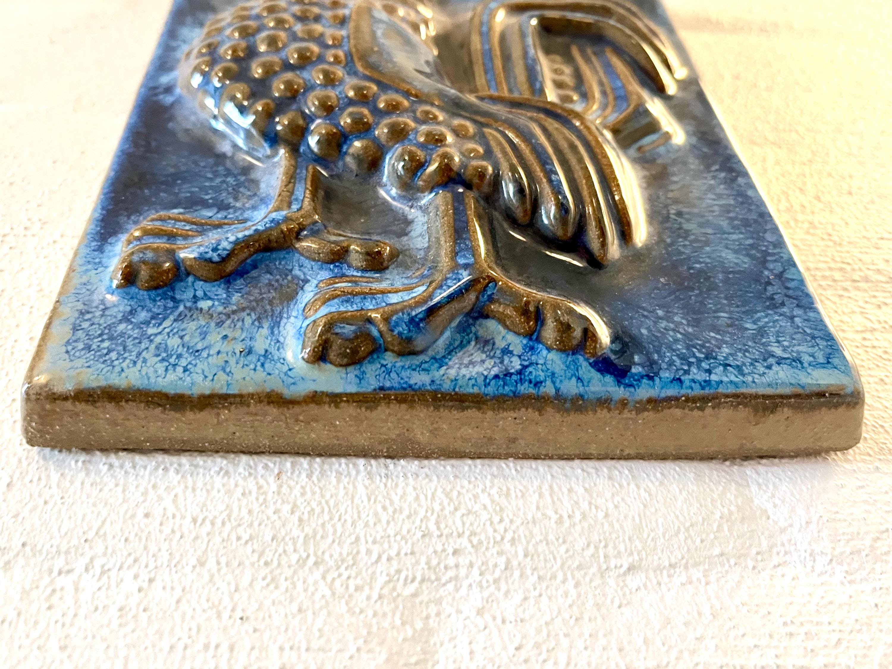 Marianne Starck Ceramic Wall Plate, Rare Blue Glaze Version, for