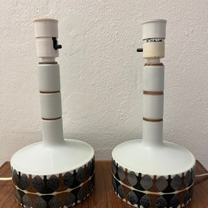 Royal Copenhagen table lamps, set of two large Baca table lamps 638/3480, designed by Ellen Malmer Midcentury danish design