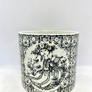 Bjorn Wiinblad flower pot, mint condition rare collectible pot with &quot;The sanguine&quot;, signed BW Nymolle production, vintage Danish design