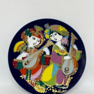 Bjorn Wiinblad plate, colorful Bjorn Wiinblad design for Rosenthal, porcelain wall / display plate, collectible vintage Danish design