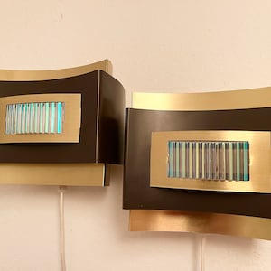 Danish sconce set, RARE Werner Schou design for Coronell Electro, MINT set of two Brass and brown colored metal, vintage Danish design