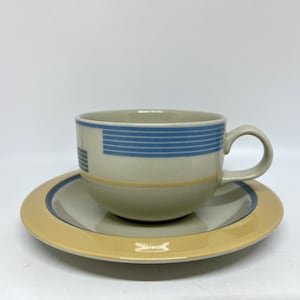 Arabia Kombi Teacup duo sets, extremely rare large teacups sets in mint condition, design by Kati Tuominen-Niittylä, Finnish vintage design