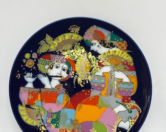 Bjorn Wiinblad plate, colorful Bjorn Wiinblad design for Rosenthal, porcelain wall / display plate, collectible vintage Danish design