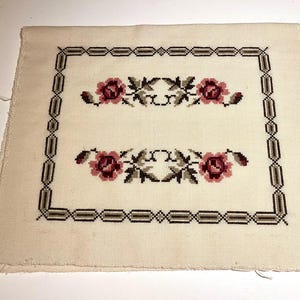 Danish cross stitch pillowcase, vintage hand embroidered pillowcase not closed, for Pillow or creative project, Danish handmade needlepoint