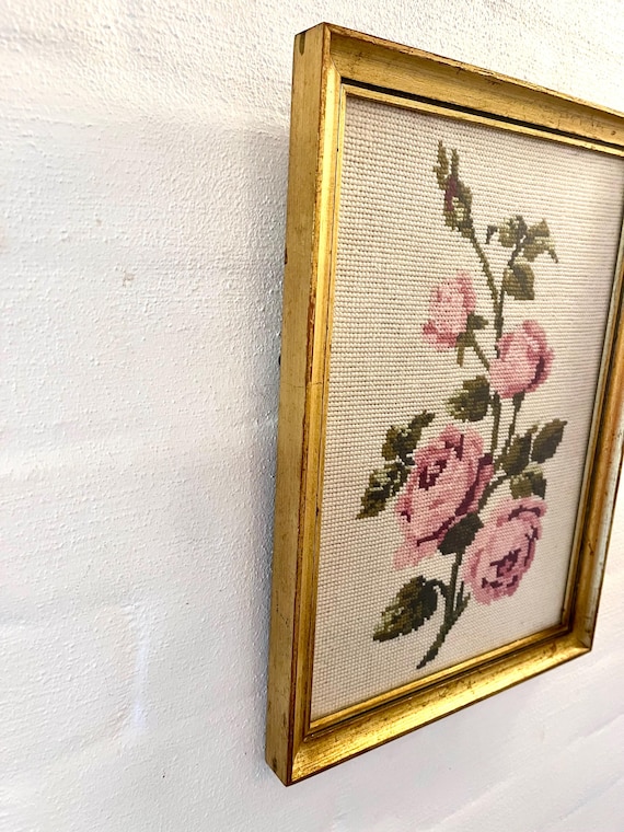 Framed Embroidered Picture, Vintage 
