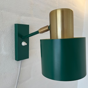 Fog and Morup Alfa sconce, MINT Brass and green Alfa wall light designed by Jo Hammerborg for Fog and Morup, vintage Danish design