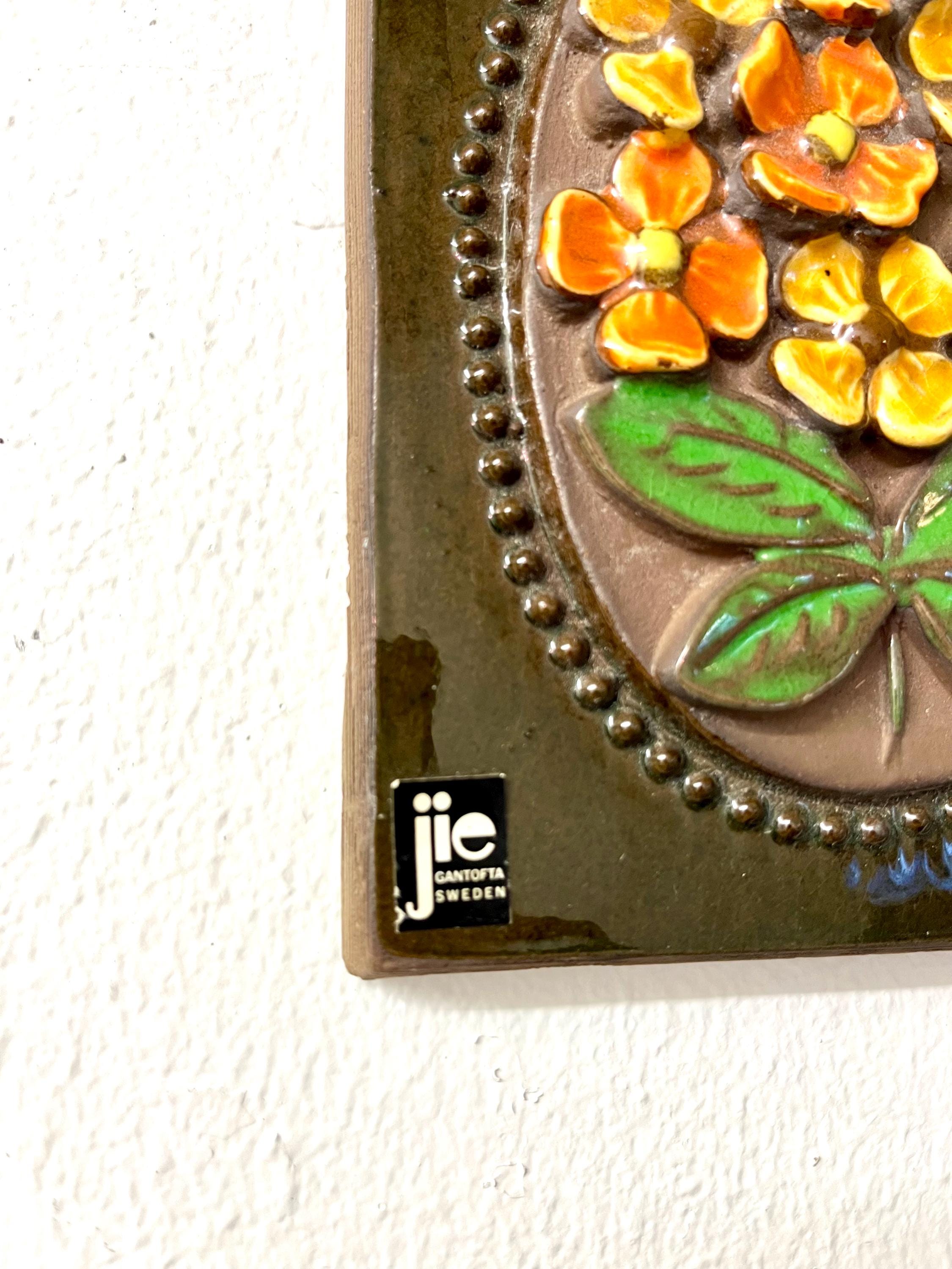 JIE Gantofta Sweden, MINT 16 X 12 Cm Ceramic Plaque With Beautiful