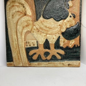 Soholm ceramic wall plate, XL ceramic wall plate with Rooster, designed by Noomi Backhausen, Danish midcentury design