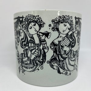 Doniczka świąteczna Bjorn Wiinblad, bardzo rzadka doniczka jednoroczna 1982, produkcja Nymolle, bardzo limitowana produkcja, zabytkowa duńska