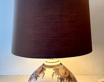 Bjorn Wiinblad ceramic table lamp, MINT large size lamp including original shade, hand painted for Rosenthal Germany, vintage Danish design