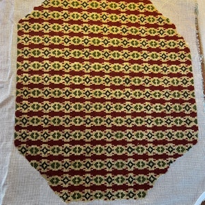 Danish needlepoint, large vintage hand embroidered piece for chair seat, never used, Danish handcraft tradition 1960s