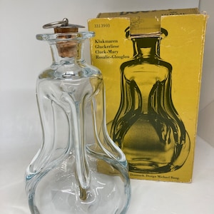 Holmegaard Glass carafe, &quot;Snapse Doctor&quot; Kluk Maren Carafe with original box, rare collectible, Michael Bang 1974 Danish vintage design