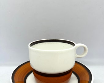 Conjuntos duplos de xícaras de café Stig Lindberg Linda, desenhados por Stig Lindberg para Gustavsberg, design sueco de meados do século