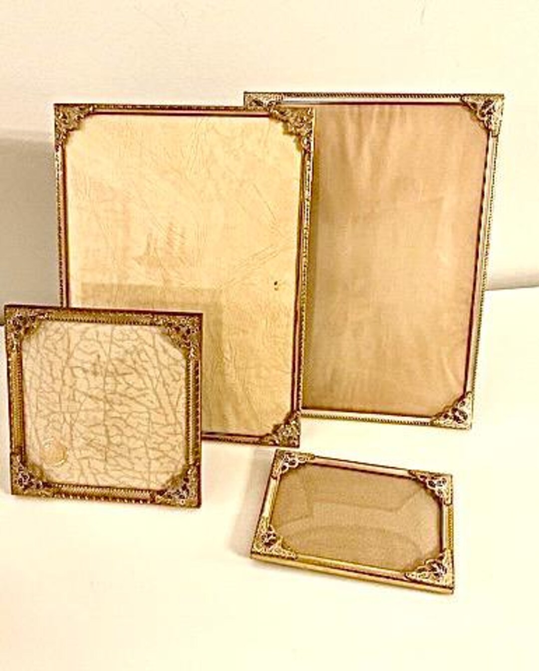 Vintage Picture Frames, Set of Four Brass Frames in Various Sizes, With ...