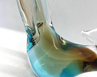 Swedish Crystal, Large Glass Bird, Handmade Vintage Art Glass