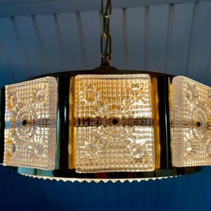 Orrefors Chandelier, Carl Fagerlund / MPR Denmark collaboration, very heavy Brass and Crystal glass, vintage Scandinavian design