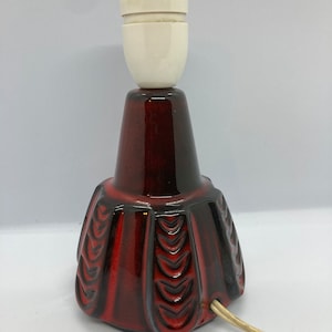 Soholm ceramic table lamp, rare red glaze, designed and signed by Einar Johansen, midcentury Danish design