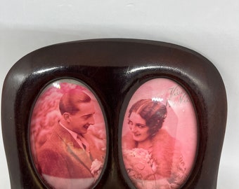 Antique Mahogany frame, keyhole shaped double antique Mahogany picture Frame, Danish antique home decor