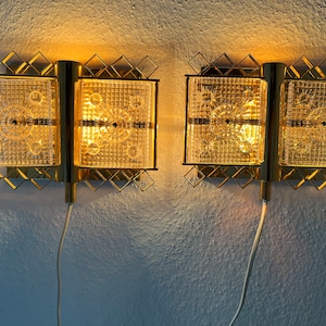 Orrefors sconce set, Carl Fagerlund / MPR Denmark collaboration, Hollywood Regency Brass and Crystal glass, vintage Scandinavian design